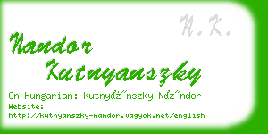 nandor kutnyanszky business card